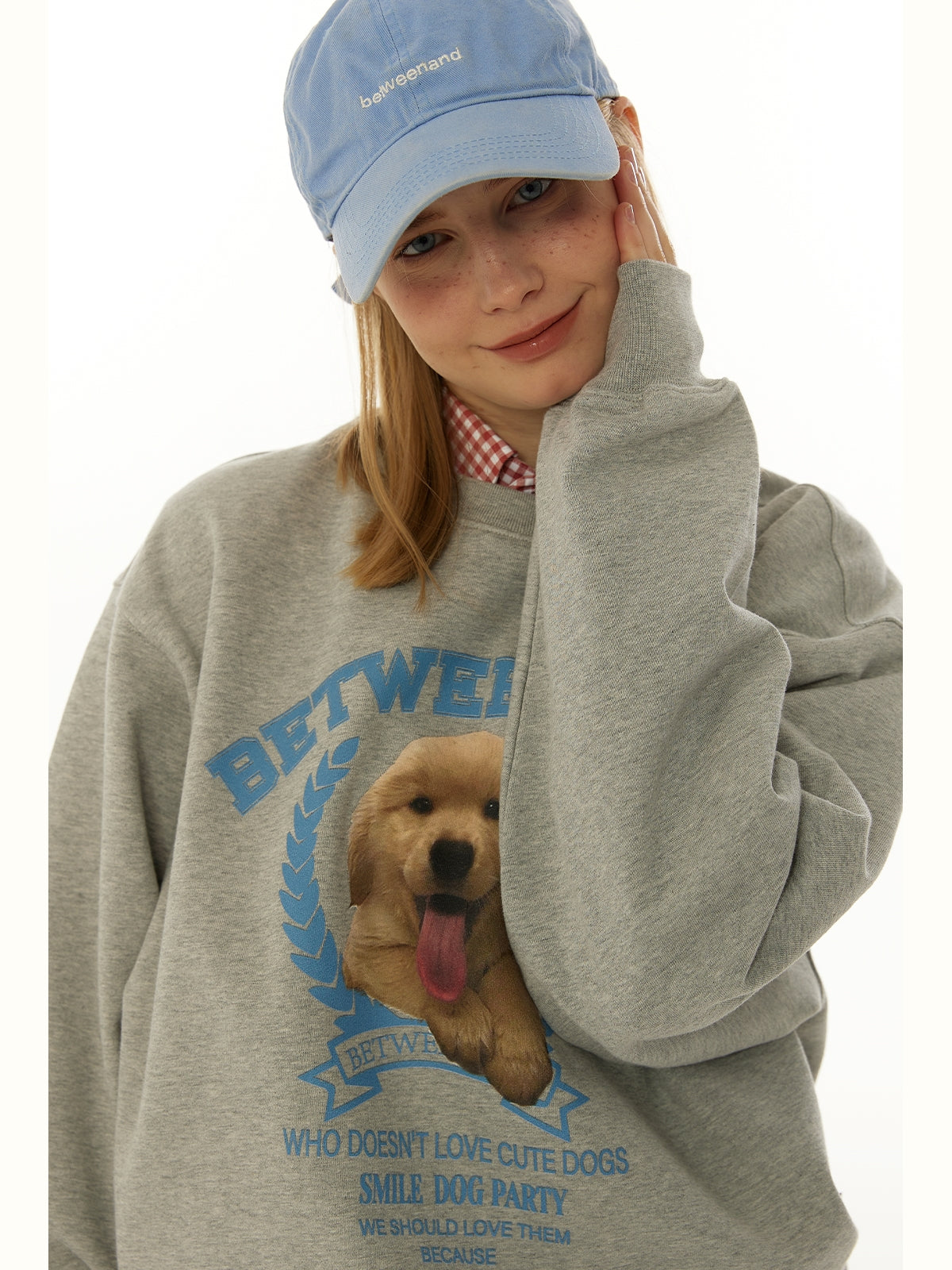 Cute puppy print loose pullover sweatshirt X3077