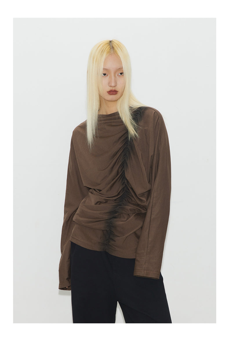 Gathered Draped Long Sleeve Tee X3101