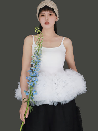 Mesh Hem Petal Camisole Top　X3239