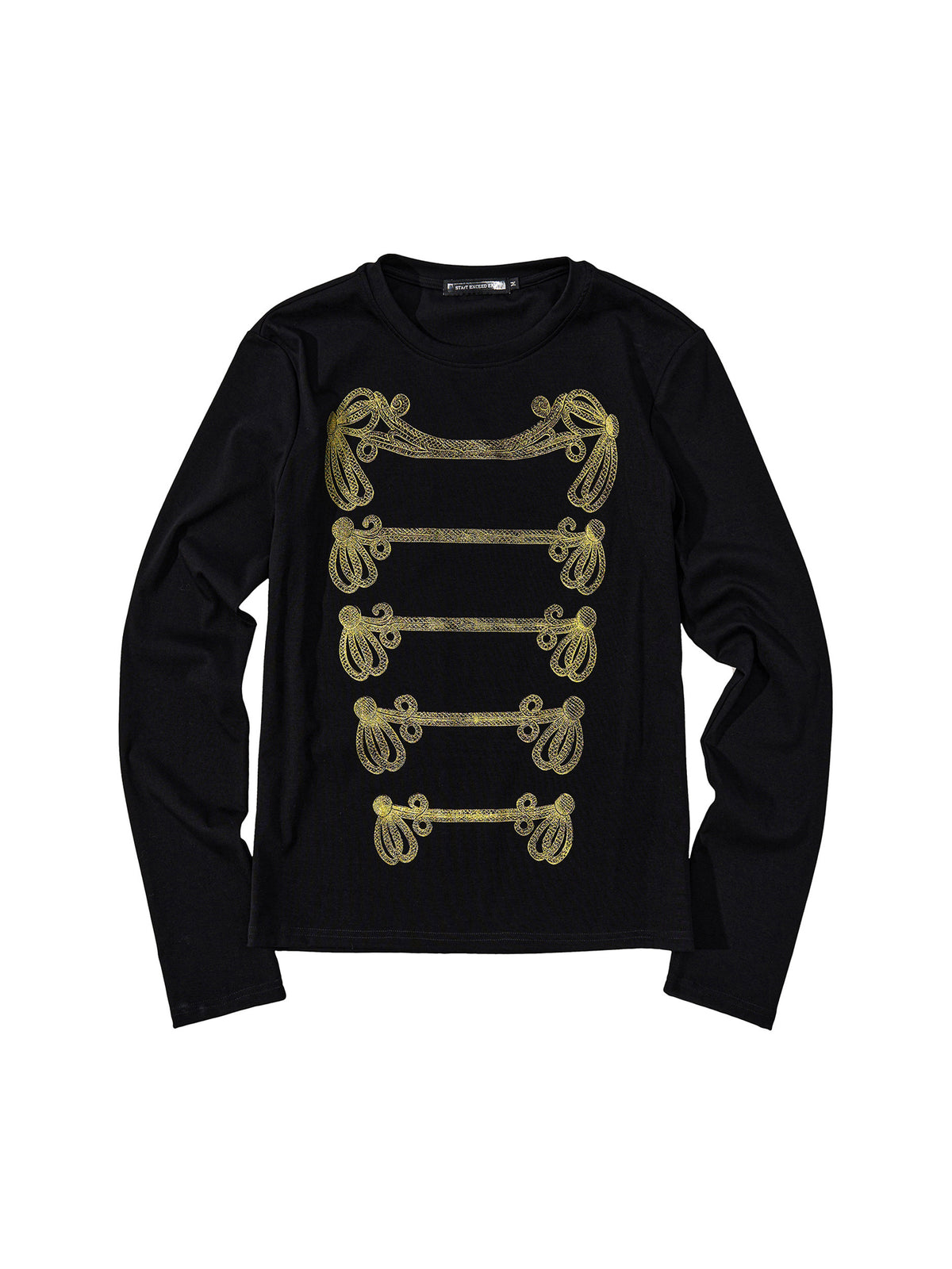 Gold Braid Print Long Sleeve Tee X3694