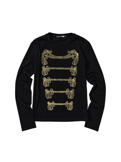 Gold Braid Print Long Sleeve Tee X3694