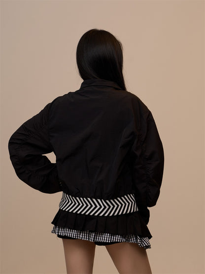 Spring New Black Plaid Star Oversized Jacket　X3390