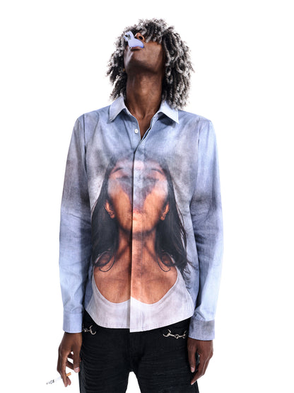 Portrait Print Long Sleeve Shirt X3693