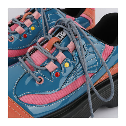 Colorblock Chunky Platform Lace-Up Shoes　X3482