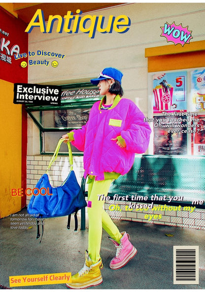 彩色拼接羽絨外套 X3463