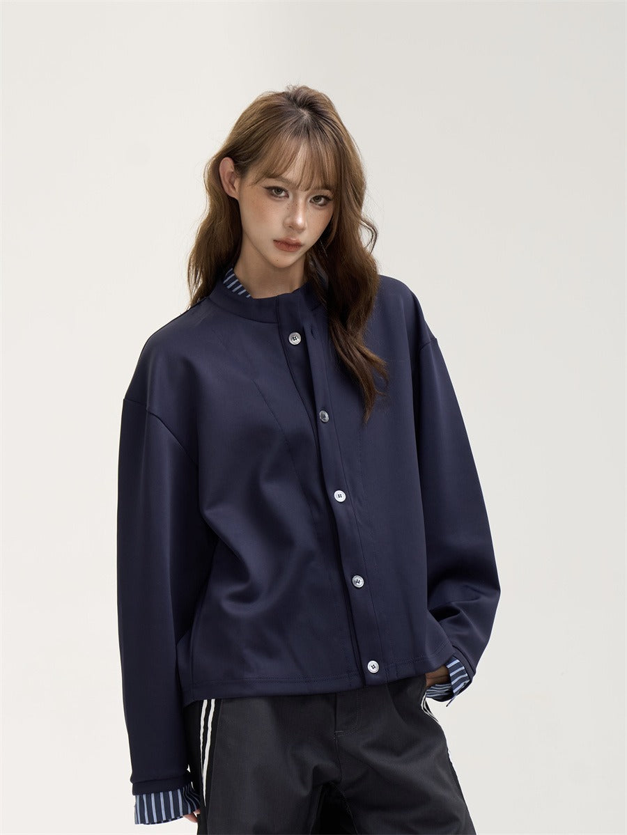 Vintage Retro Layered Style Colorblock Jacket　X3391