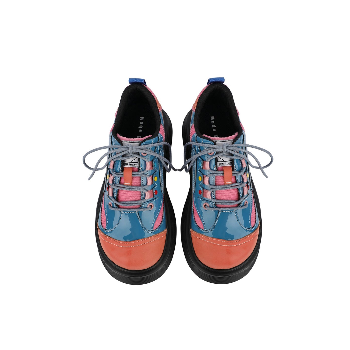 Colorblock Chunky Platform Lace-Up Shoes　X3482