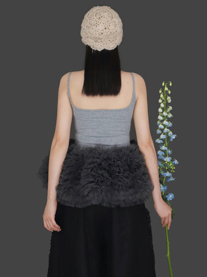 Mesh Hem Petal Camisole Top　X3239