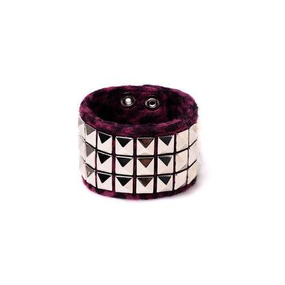 Leopard Fur Studded Wristband　X3692