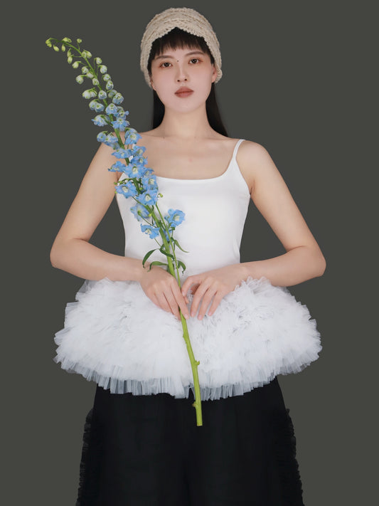 Mesh Hem Petal Camisole Top　X3239