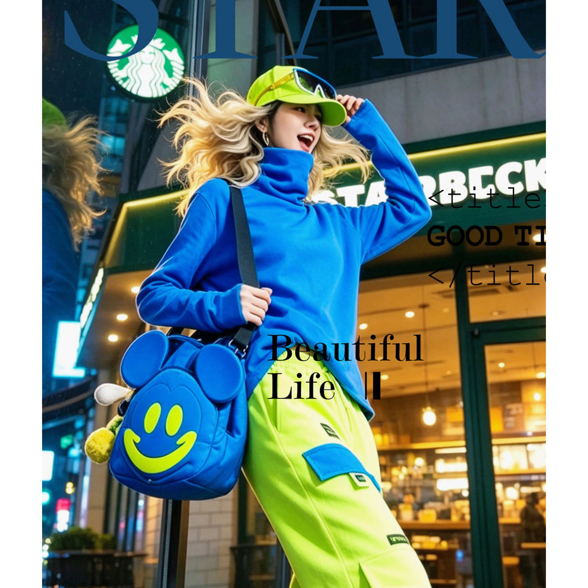 Neon Fleece-Lined Turtleneck Top　X3717