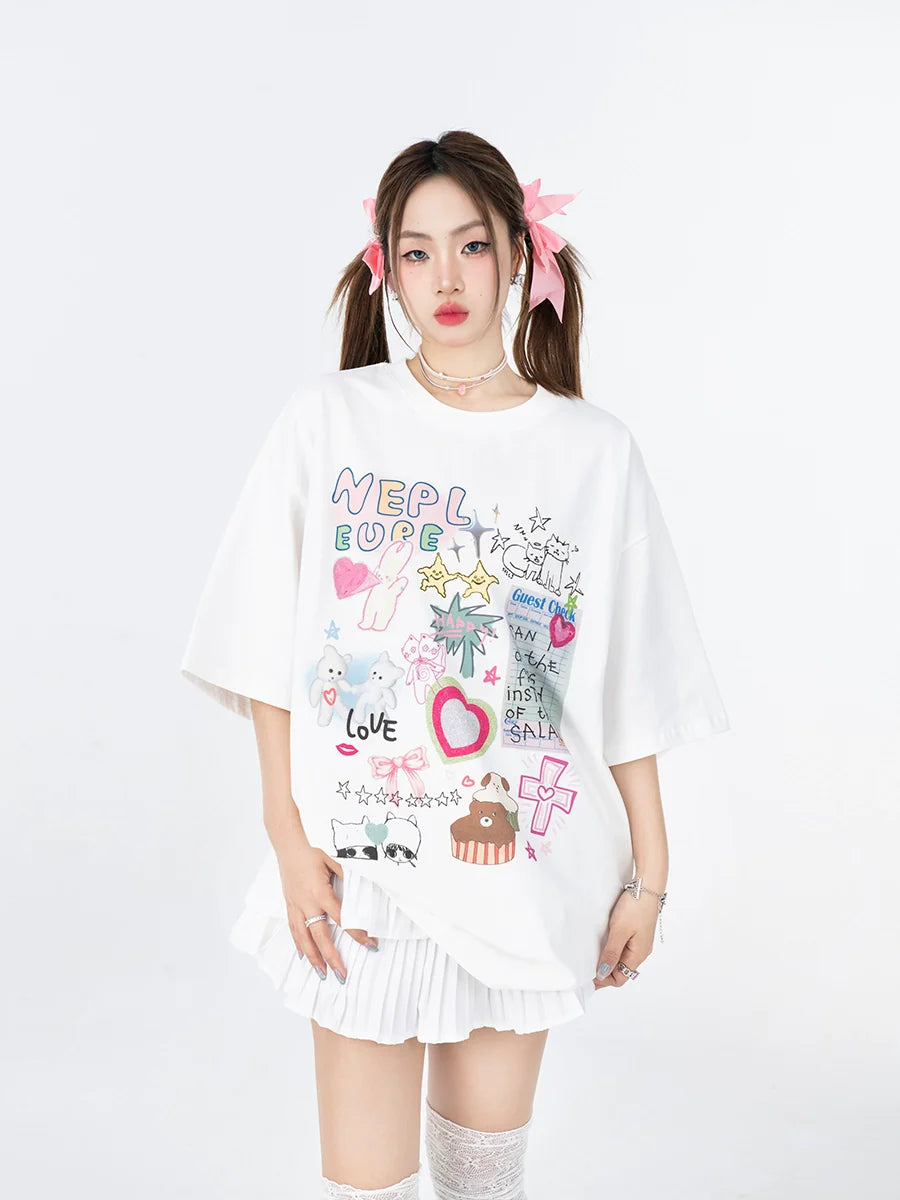 Cartoon Design Short Sleeved T-shirt X3047