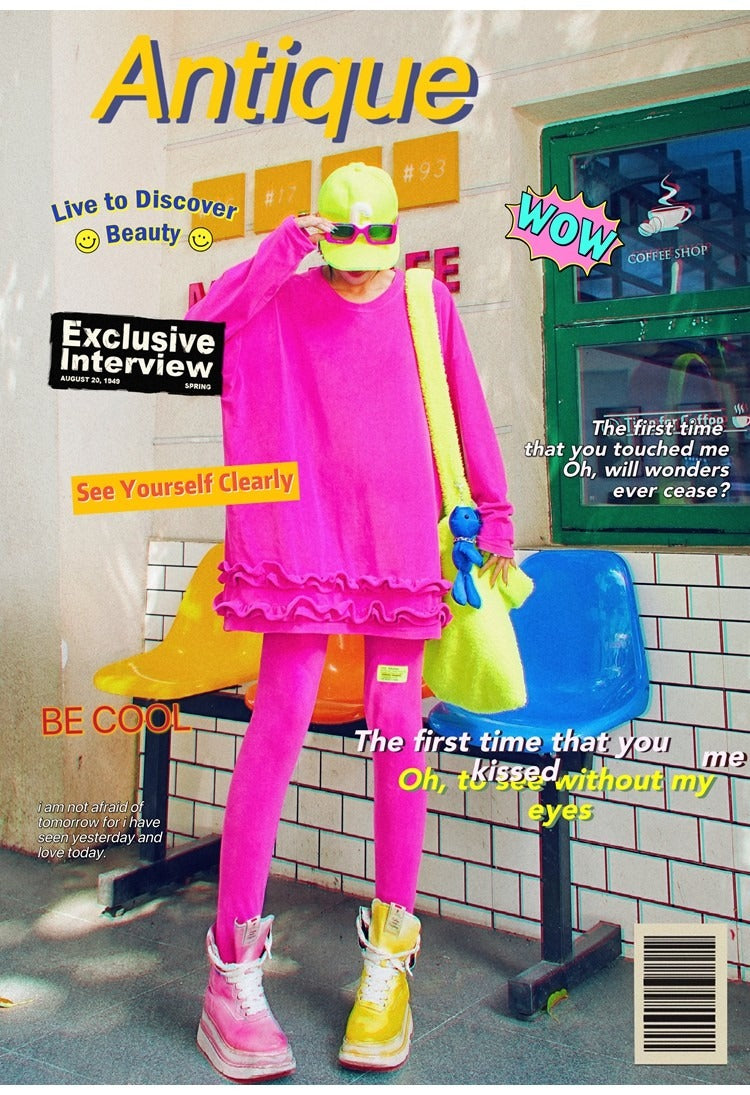 Ruffled Fleece Oversized Sweatshirt　X3407