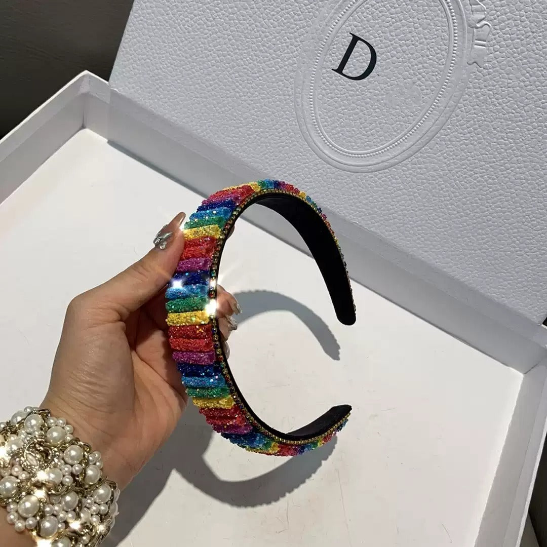 Sequin Rainbow Stripe Headband　X3475