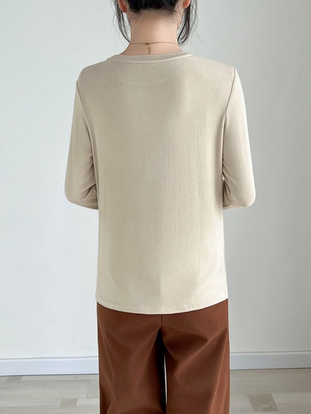 Round neck and half-high neck long sleeve T-shirt X3174