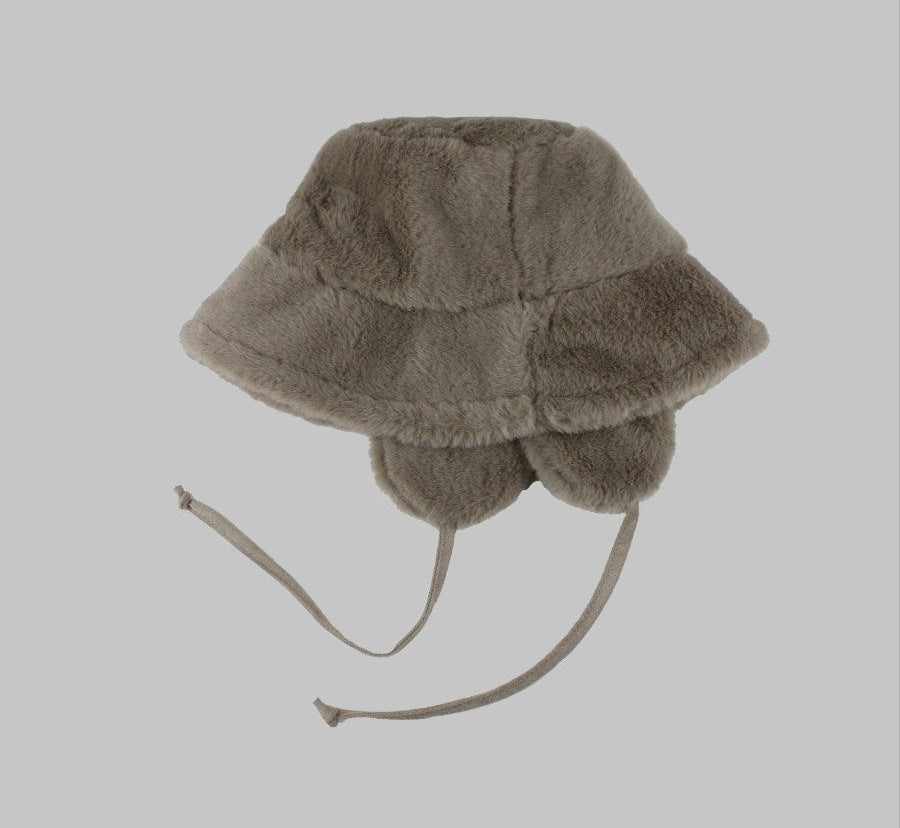 Faux Fur Ear Flap Bucket Hat　X3712