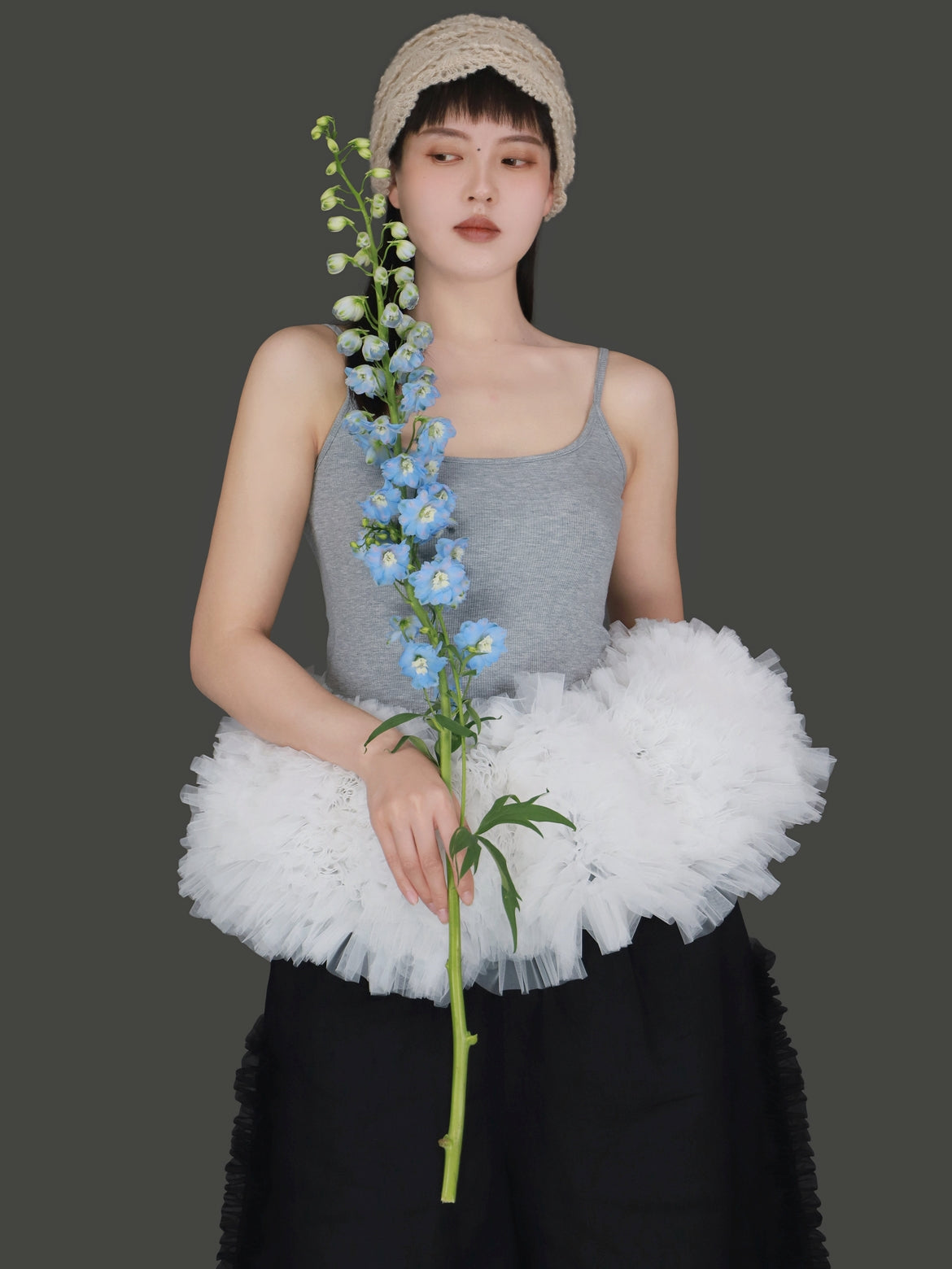 Mesh Hem Petal Camisole Top　X3239