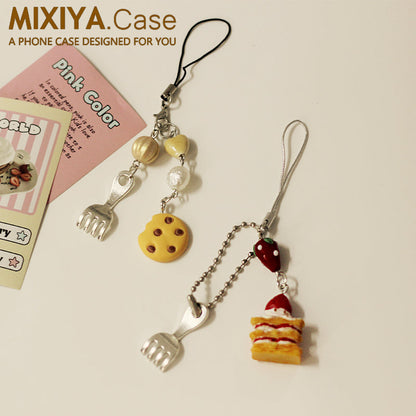 Cute dessert and fork  spoon pendant　X3069