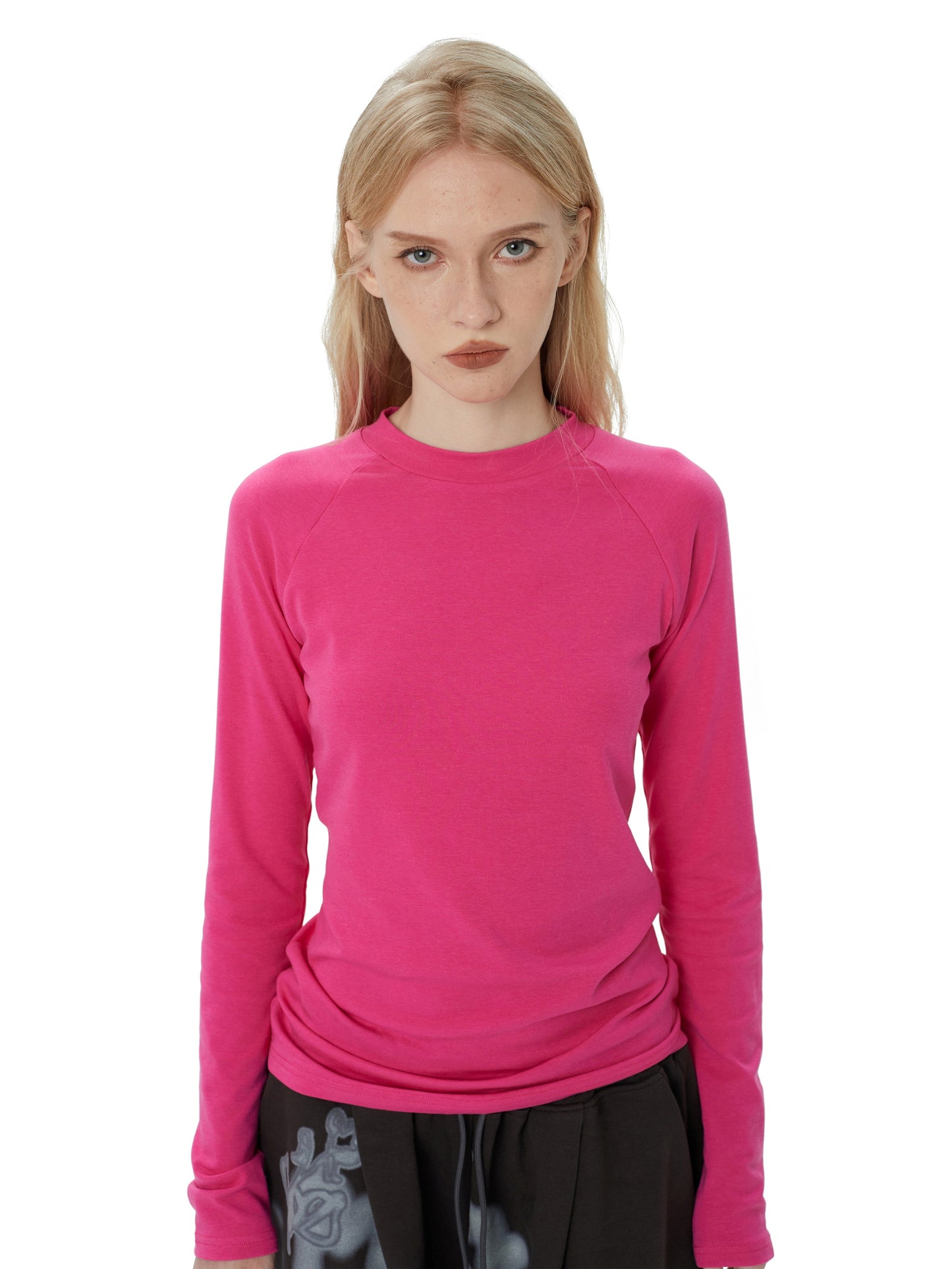 Round Neck Long-Sleeved Tops　X3177