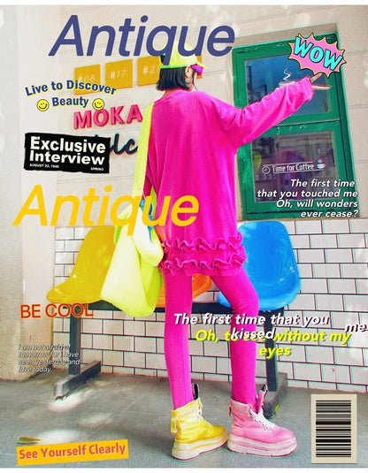 Ruffled Fleece Oversized Sweatshirt　X3407