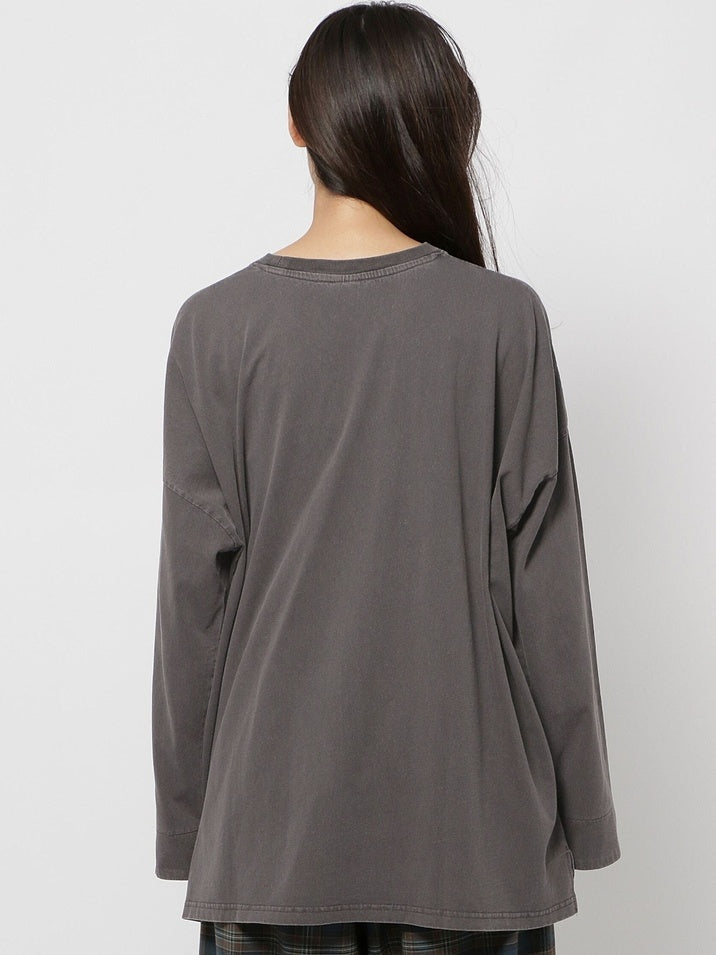 Letter print long sleeve loose T-shirt X3129