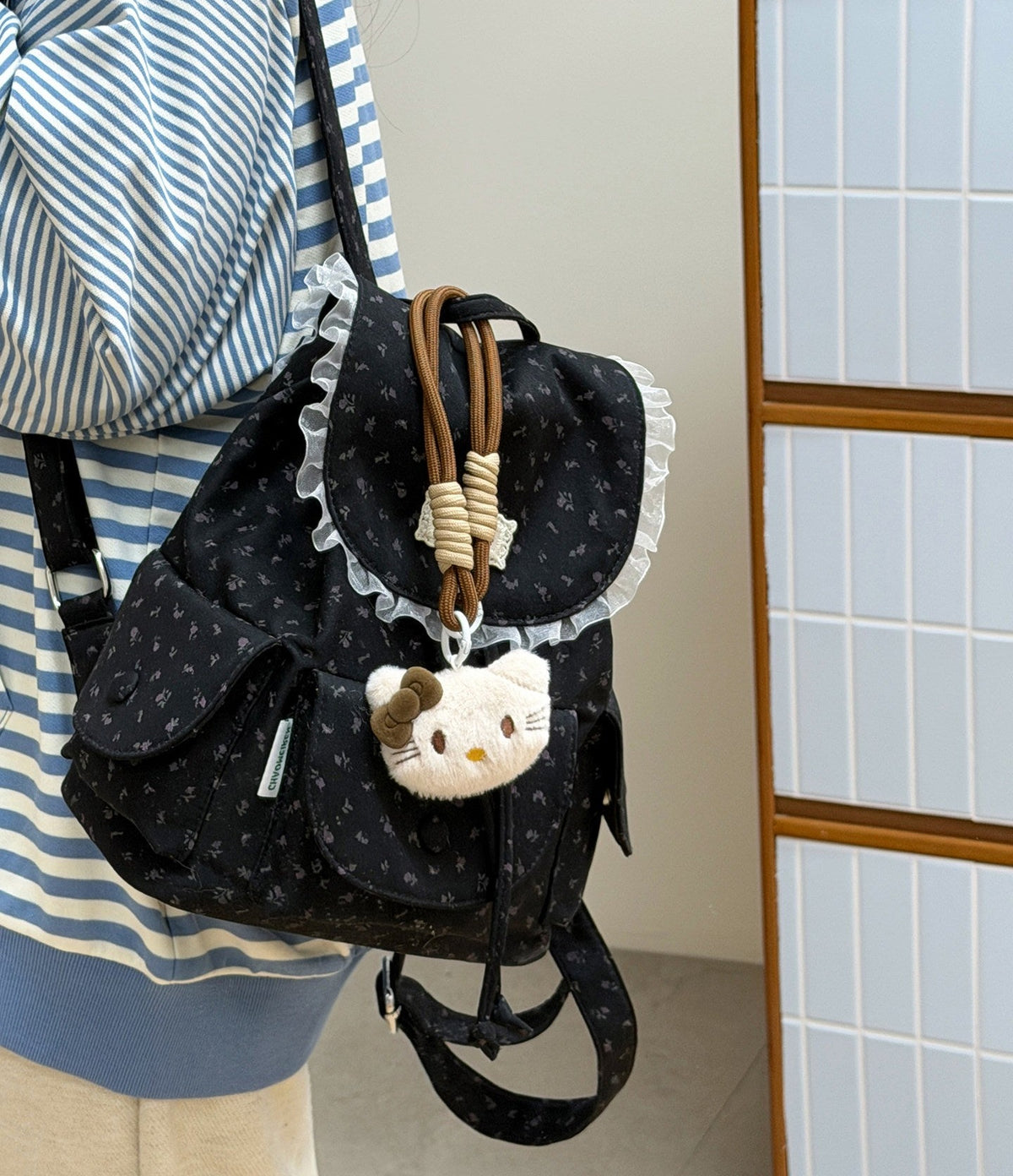 Floral Lace Ruffle Mini Backpack　X3723