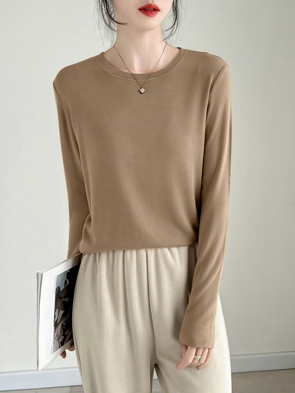 Round neck and half-high neck long sleeve T-shirt X3174