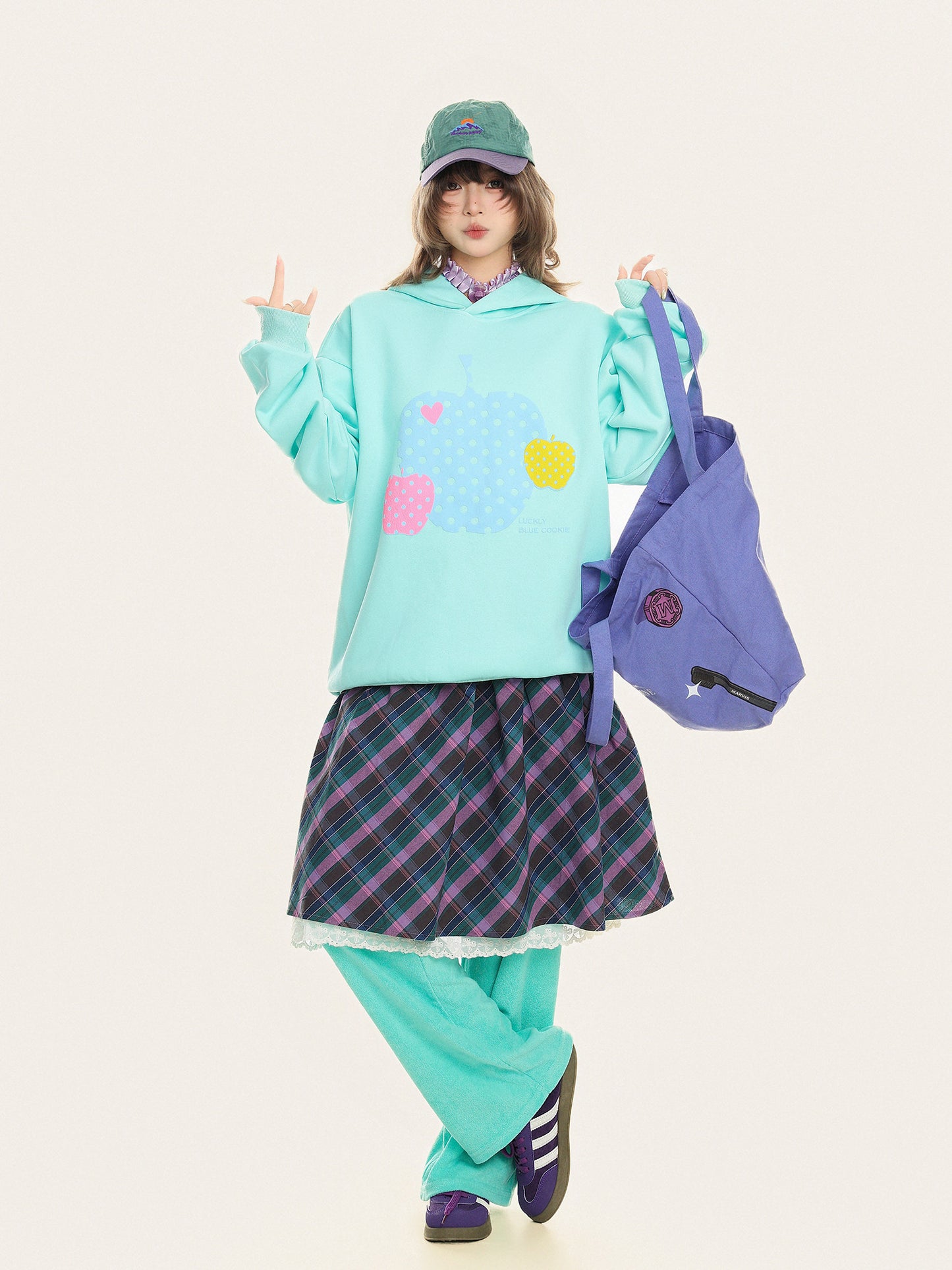 Apple Polka Dot Oversized Hoodie　X3664