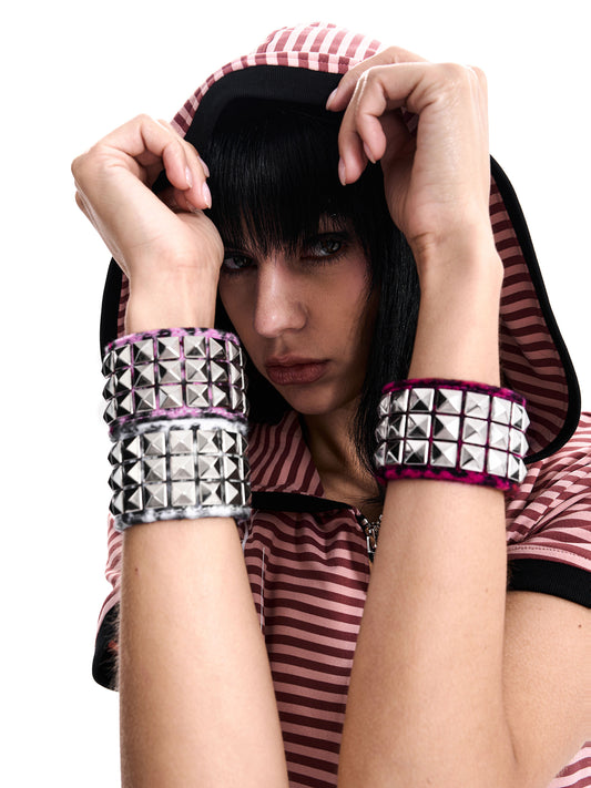 Leopard Fur Studded Wristband　X3692