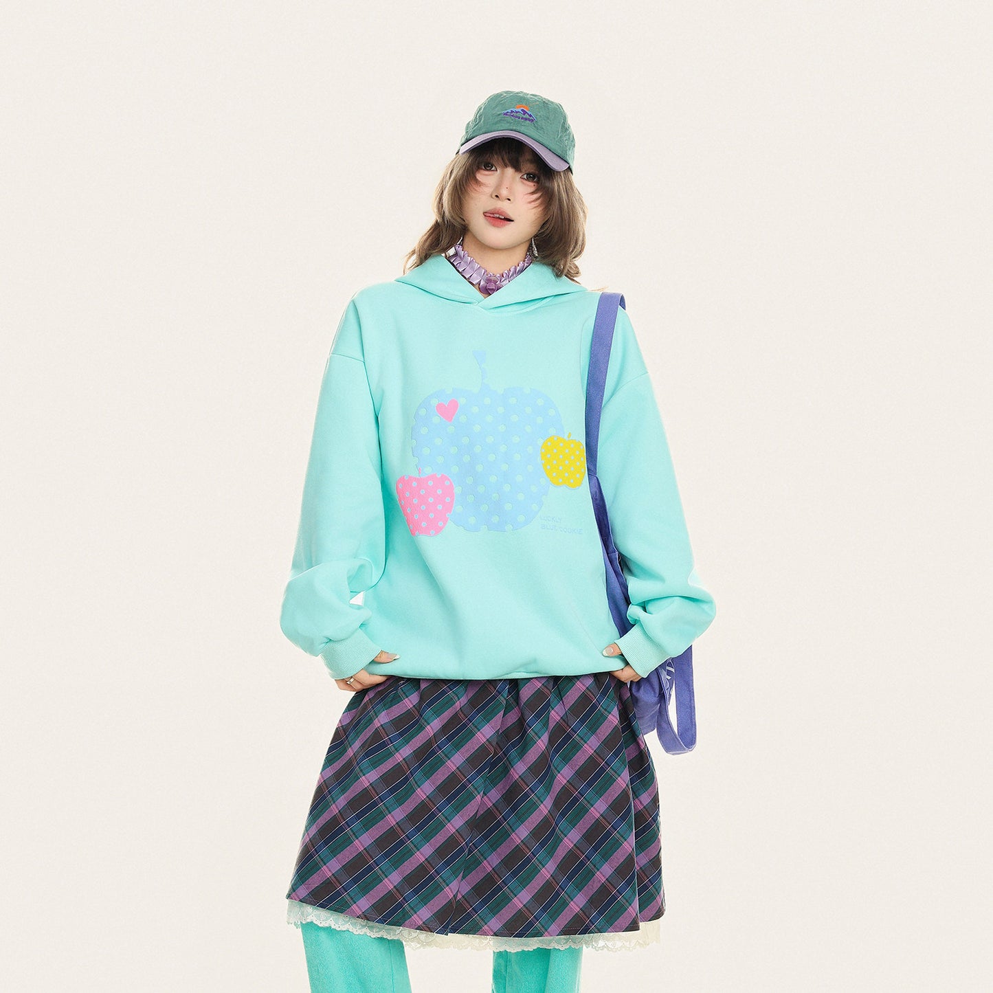 Apple Polka Dot Oversized Hoodie　X3664