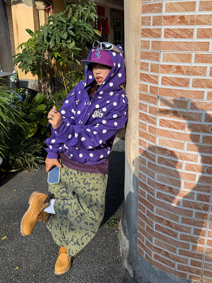 Polka Dot Zip Hoodie　X3687