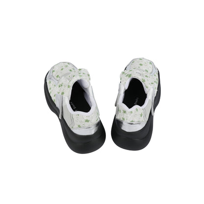 Floral Print & Silver Chunky Platform Velcro Shoes　X3478