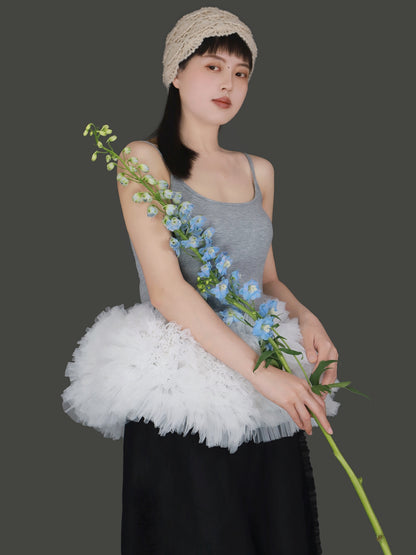 Mesh Hem Petal Camisole Top　X3239