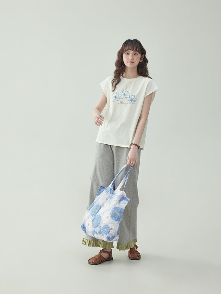 Floral Ruffle Sleeve T-Shirt　X3231