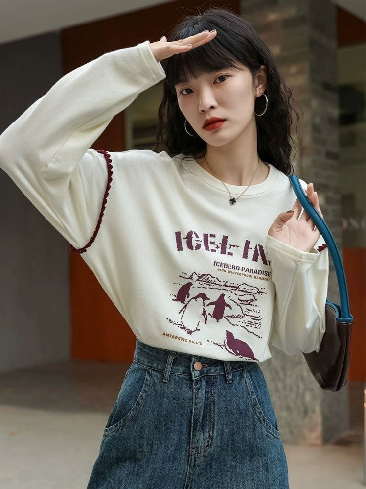 Design sleeve crew neck casual T-Shirt X3085