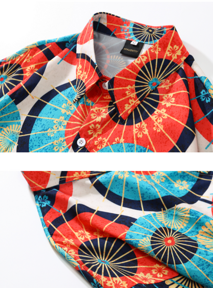 Japanese umbrella print shirt X2811