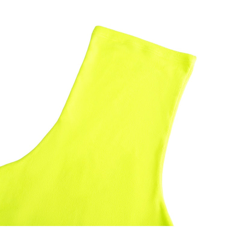 Fluorescent Color-Block Fleece High-Neck Top　X3474