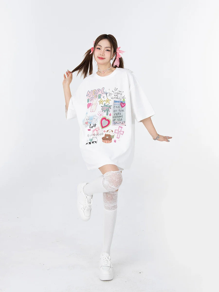 Cartoon Design Short Sleeved T-shirt X3047