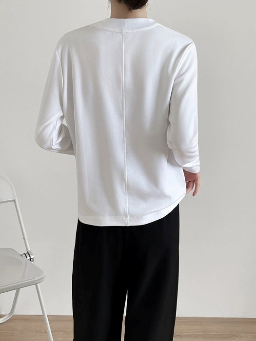 Simple crewneck long sleeved T-shirt　X3185