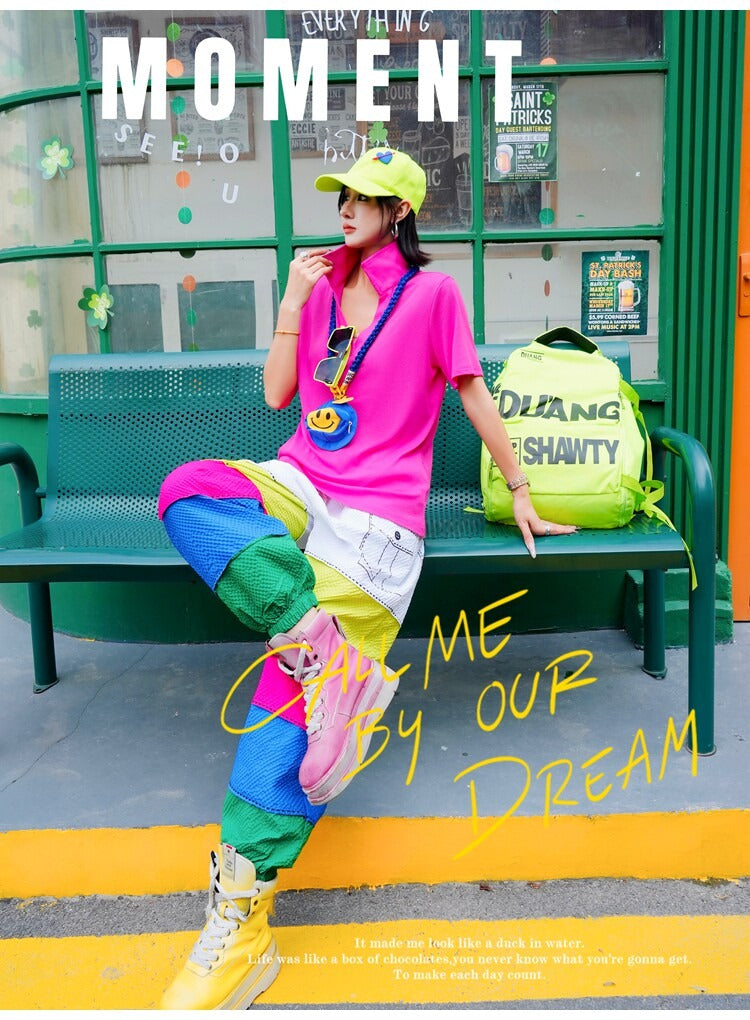Multi-Color Blocked Wide Pants　X3532