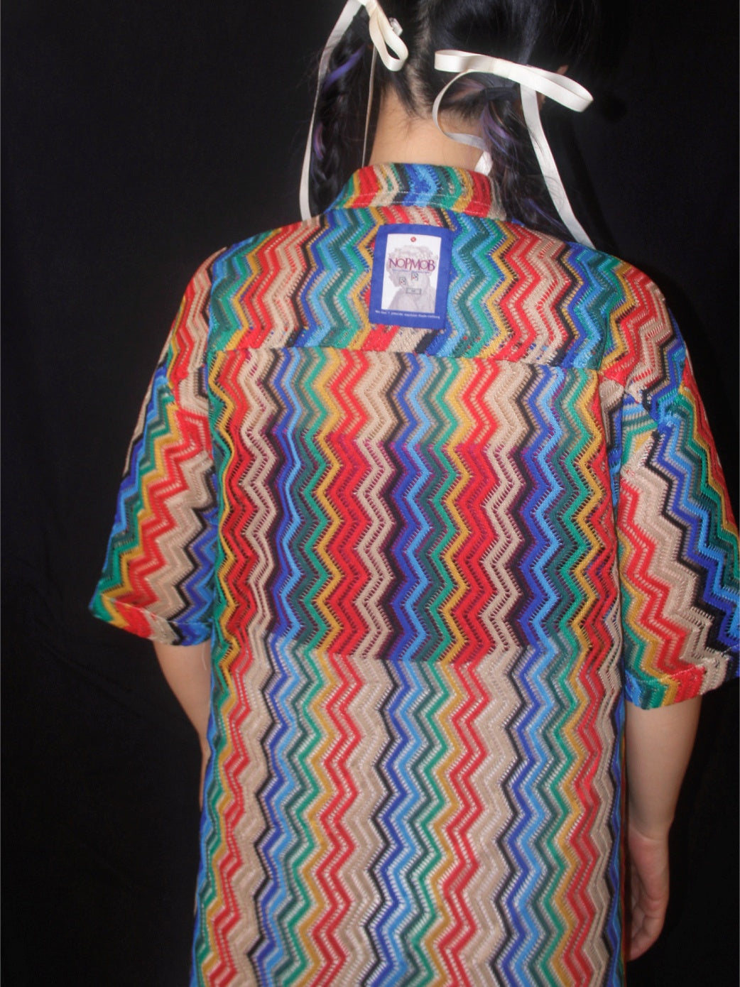 Rainbow zigzag striped sheer shirt X2775