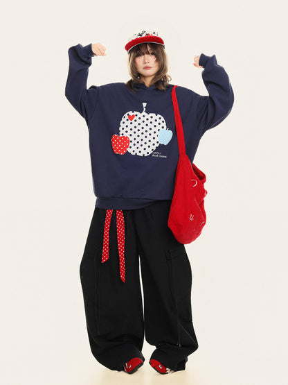 Apple Polka Dot Oversized Hoodie　X3664