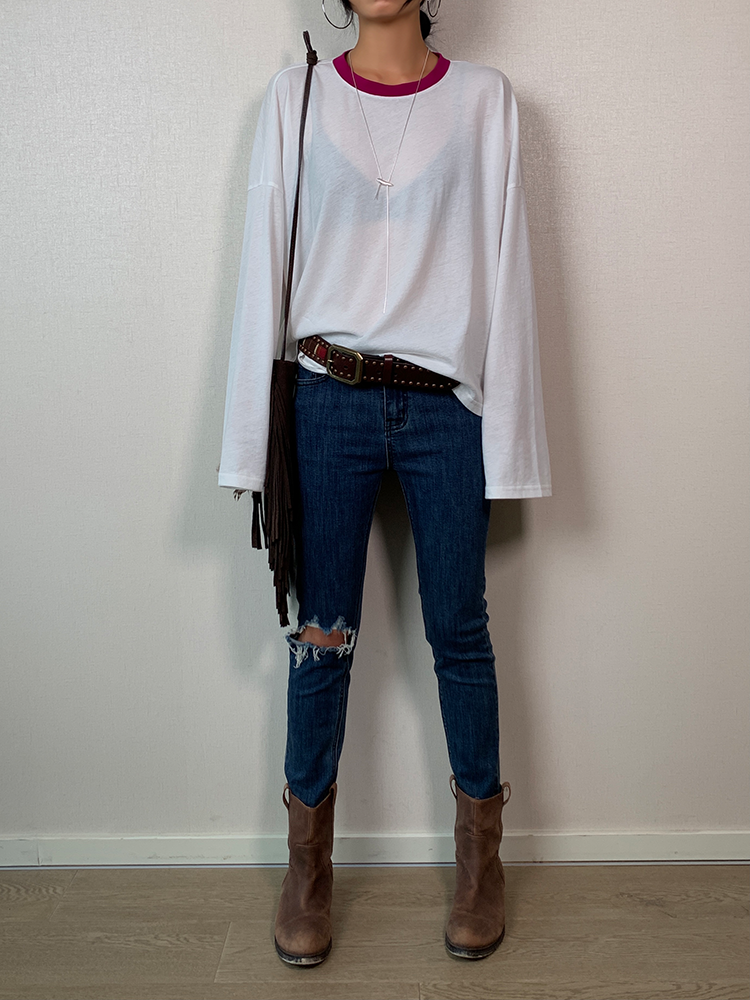 Casual Long sleeve cotton loose T-Shirt X3050