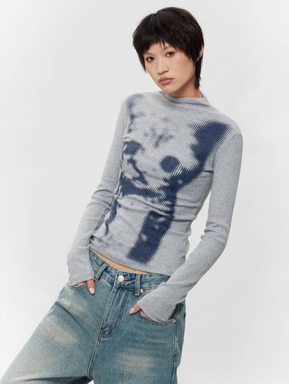 Half-turtleneck long sleeve slim T-Shirt X3111