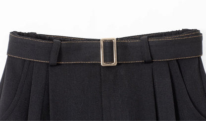 Contrast Stitch Short Blazer/Wide-leg PantsX3380