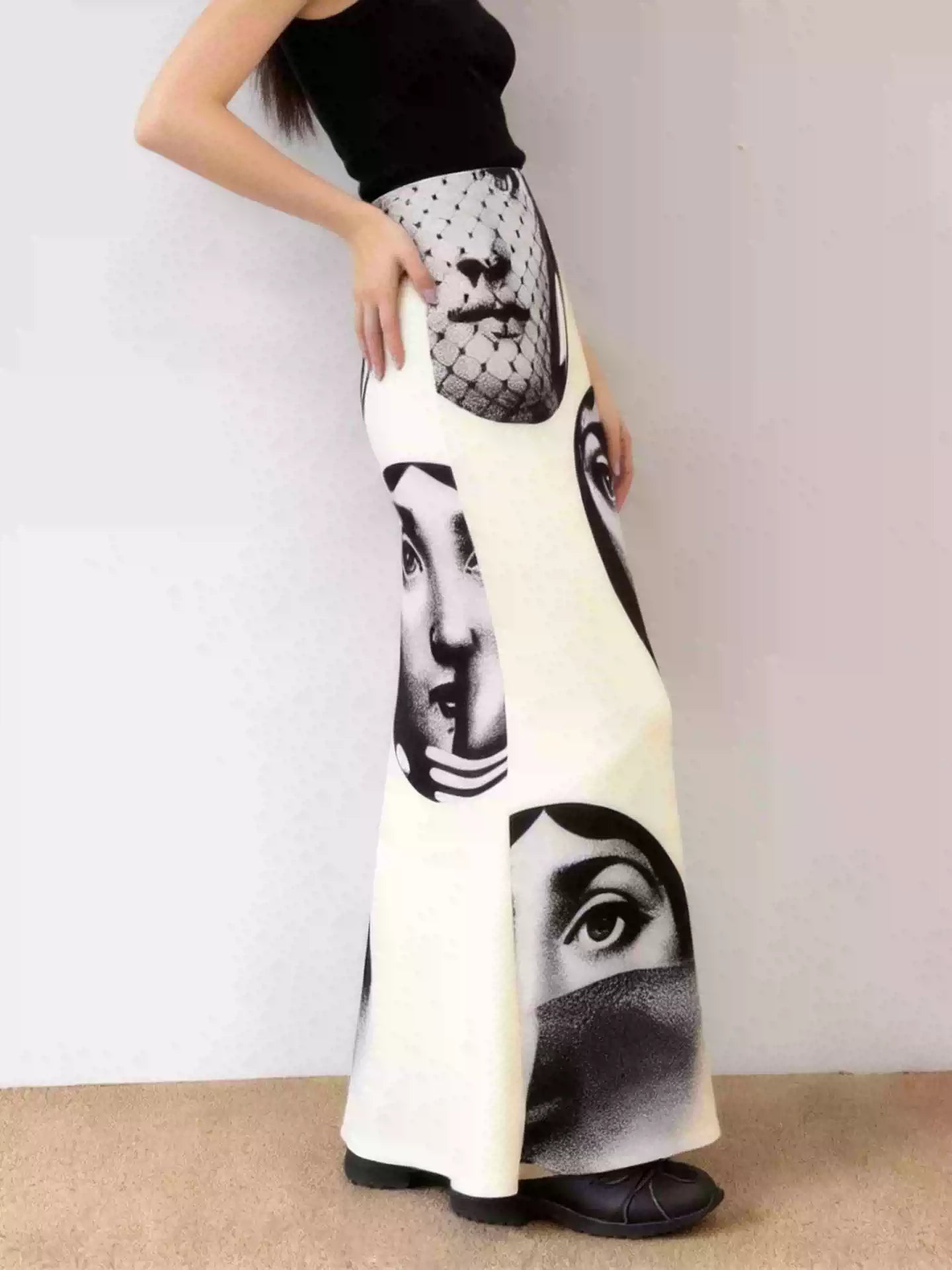 Art Face Print Mermaid Skirt X3553