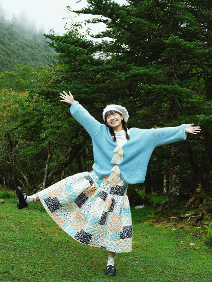 Soft Loose Knit Cardigan with Bow Decoration X3401