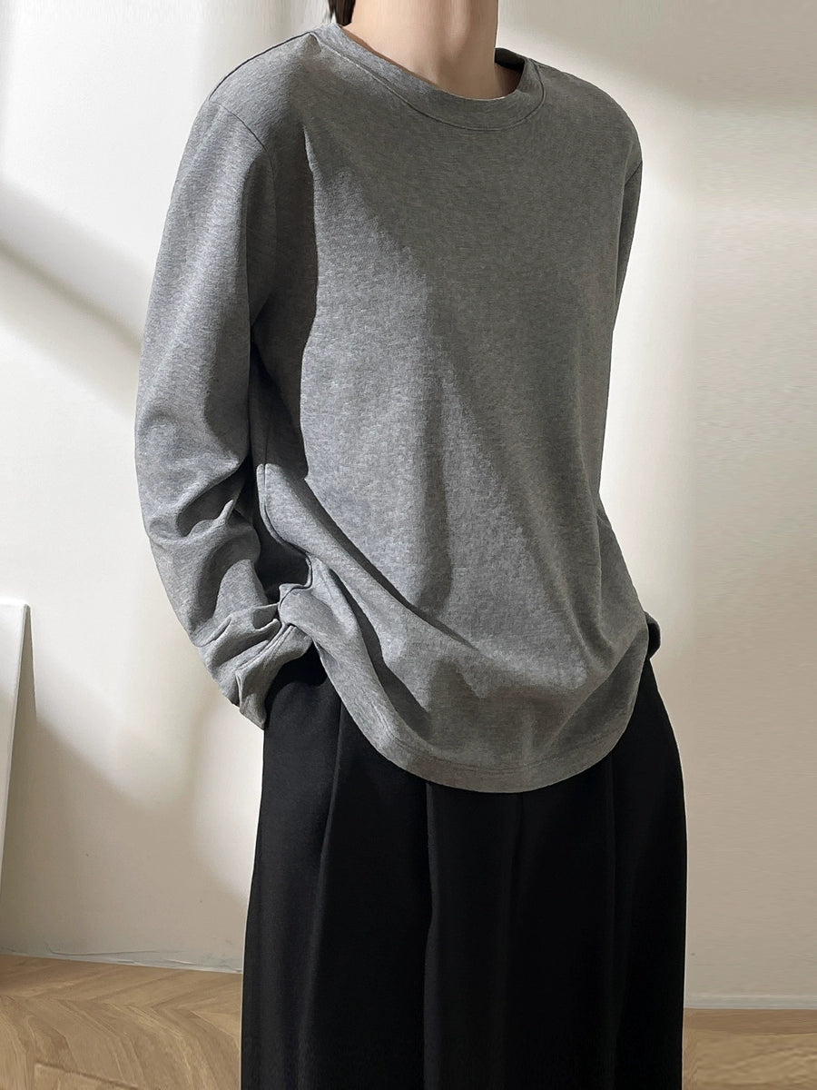 Simple crewneck long sleeved T-shirt　X3185