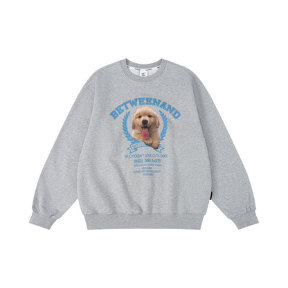 Cute puppy print loose pullover sweatshirt X3077