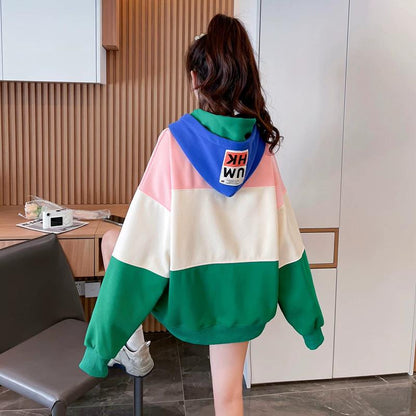 Color Block Fleece Lined Oversized Hoodie　X3728